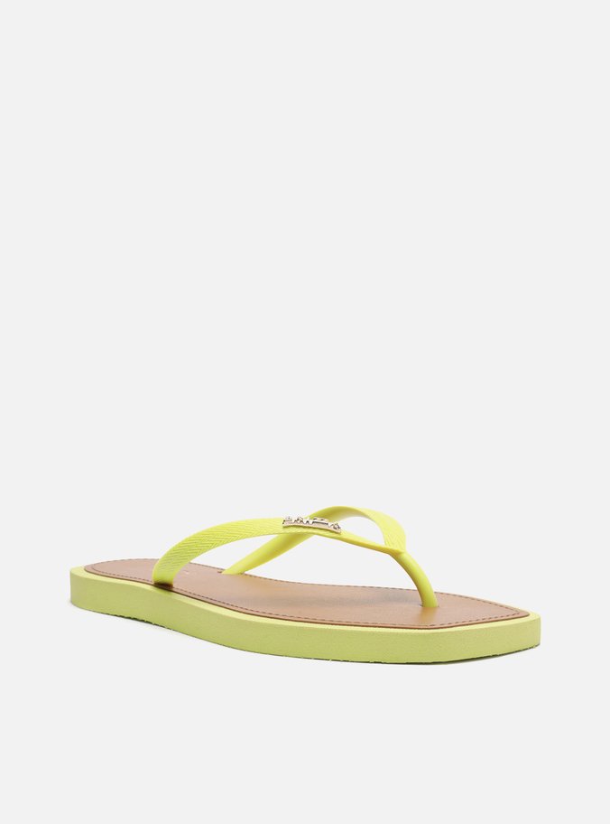 Chinelo de Dedo Amarelo Square Palmilha Marrom
