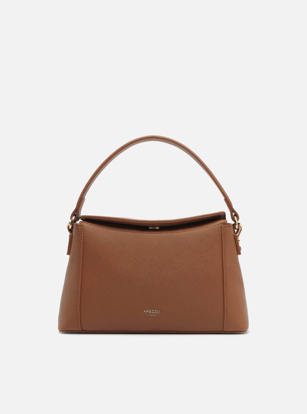 Bolsa Tiracolo Marrom Média Metais — foto 1