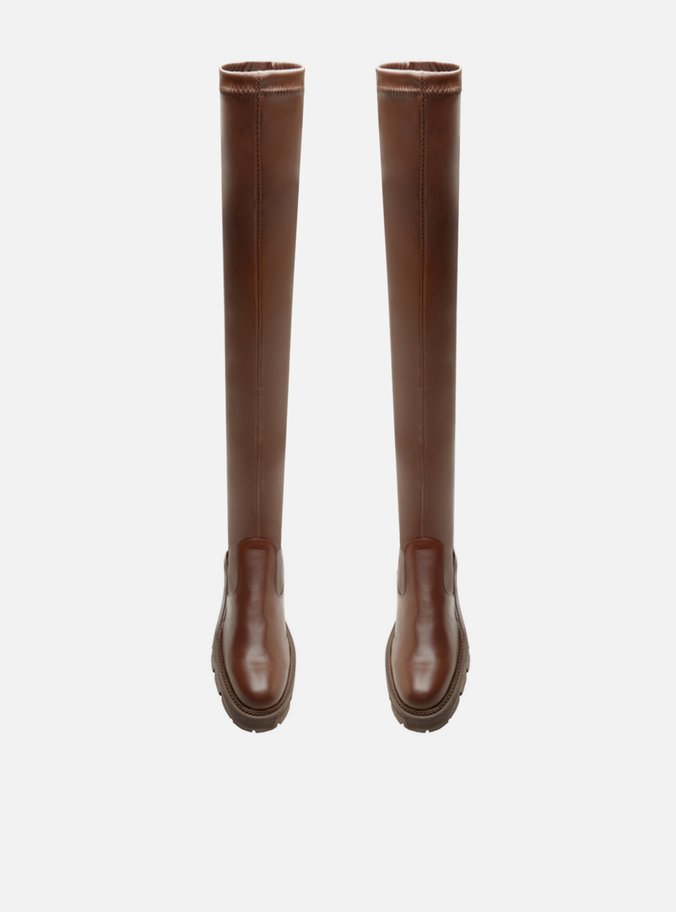 Bota Over The Knee Marrom Couro