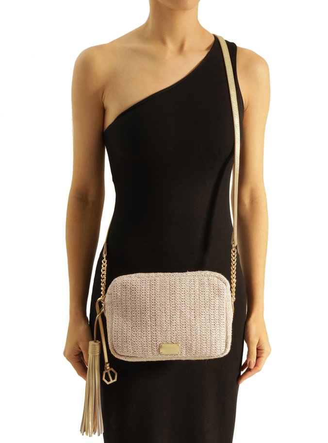 Bolsa Tiracolo Palha Pequena Dourada