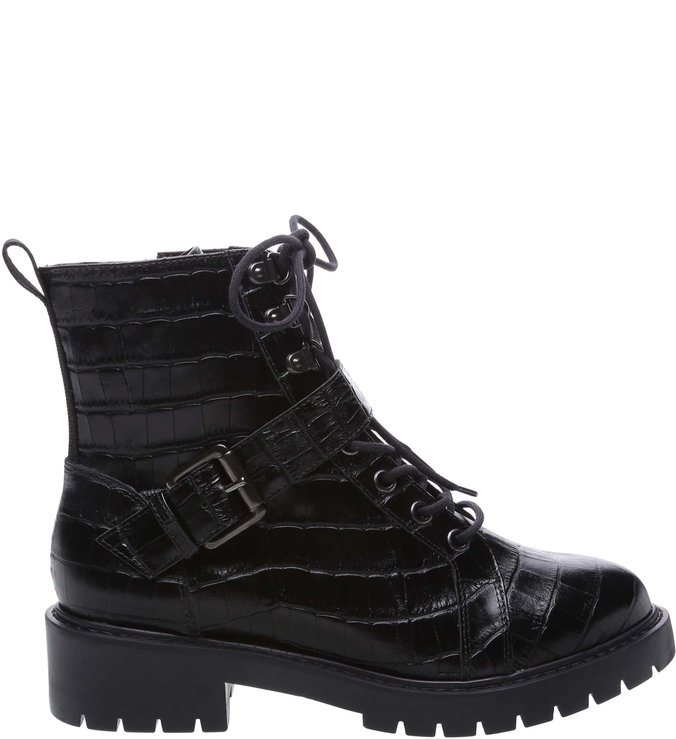 Coturno Croco Fivela Tratorado Preto
