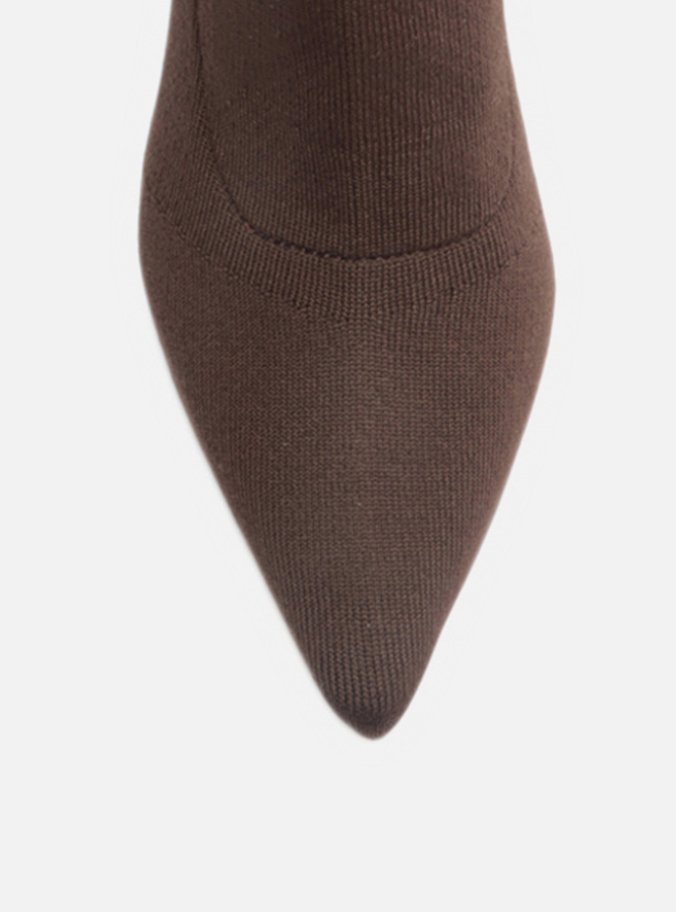 Bota Skinny Marrom Knit Cano Curto