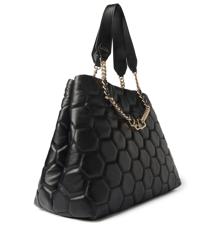 Bolsa Shopping Preta Couro Bee.ZZ Grande