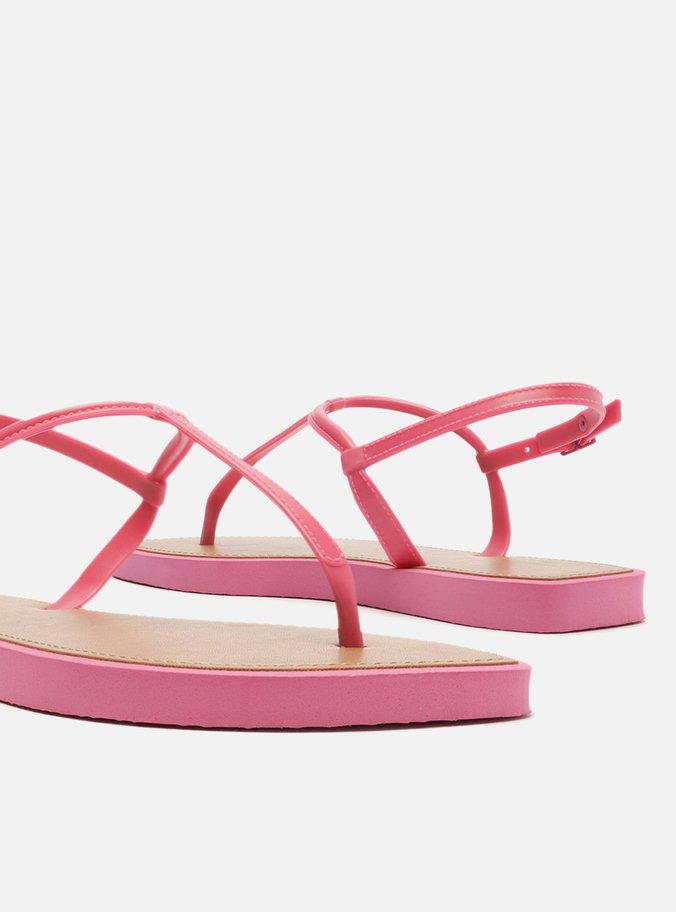 Sand lia Rasteira Rosa Slim Leaf Thong Arezzo