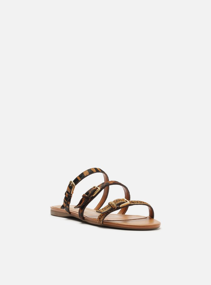 Rasteira Animal Print Tiras Fivelas