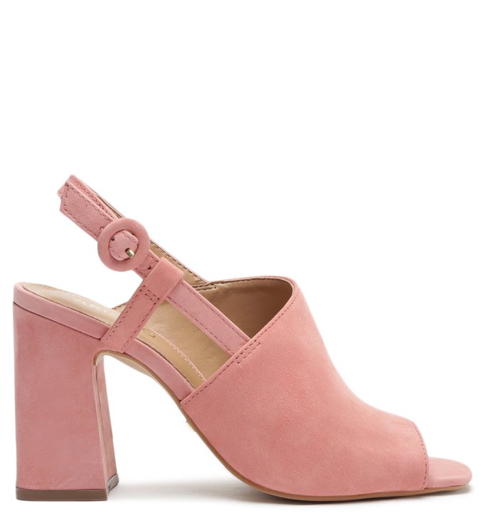 Sandalia Rosa Nobuck Salto Alto Transversal