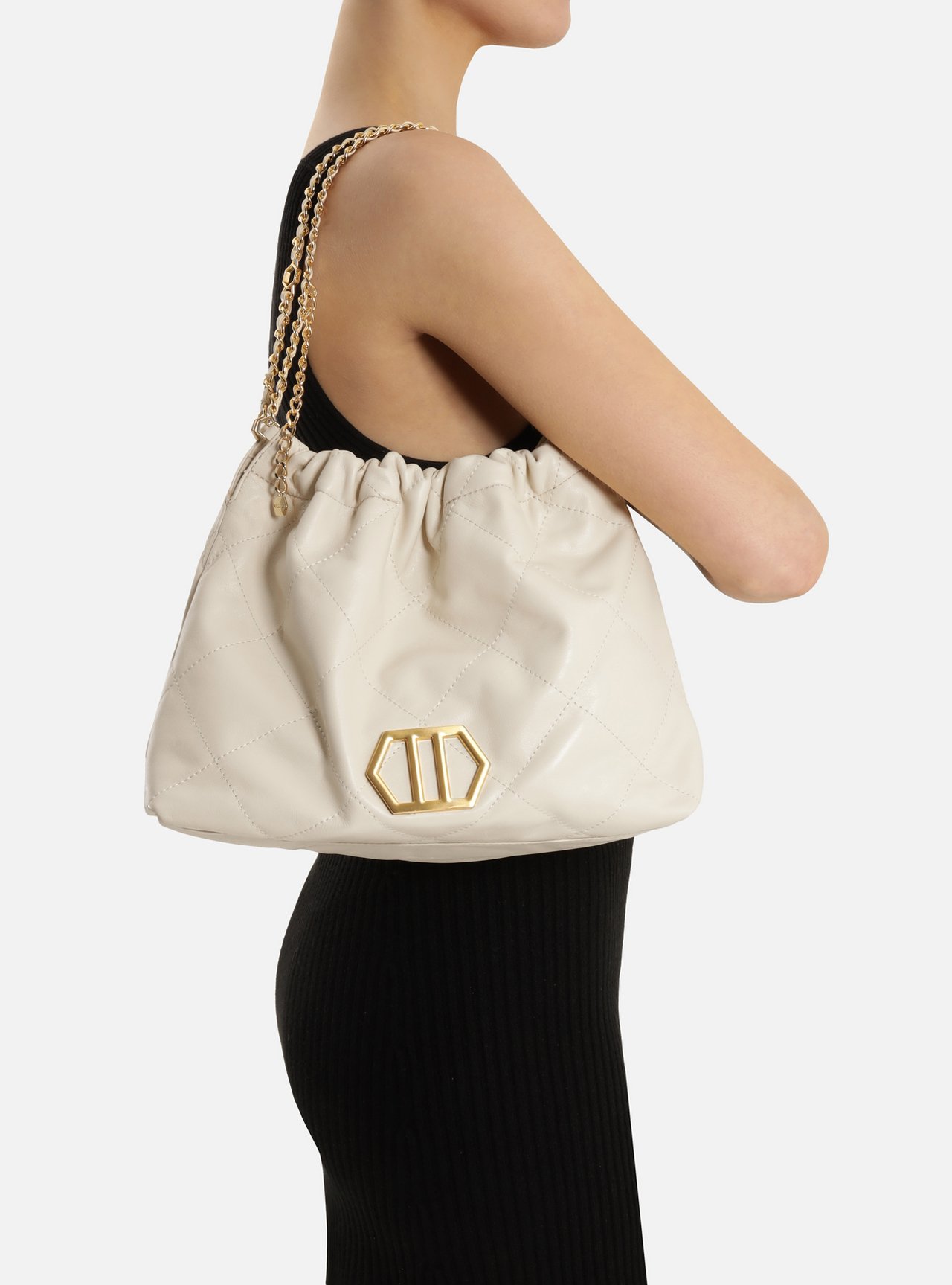Bolsa Hobo Branca Couro Grande Matelassê Corrente — foto 6