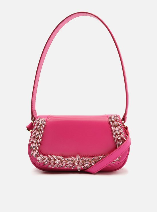 Bolsa Tiracolo Rosa Couro Cristal Pequena PatBo