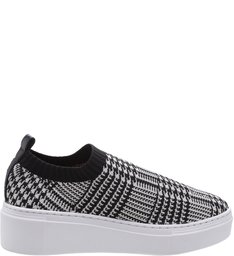 Tênis Slip On Tricot Xadrez Preto