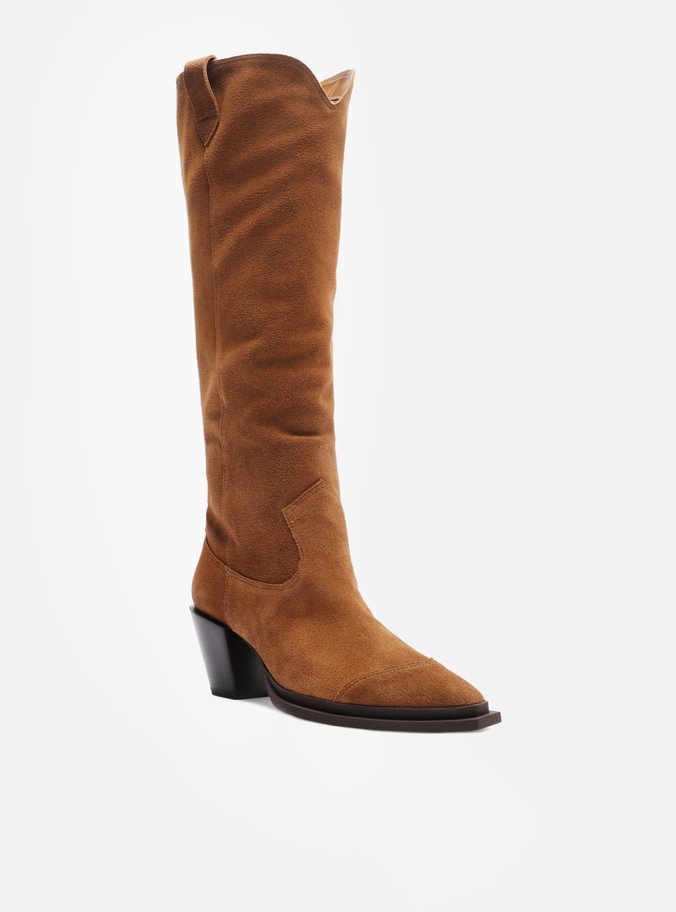 Bota Marrom Acamurçada Cano Longo Western