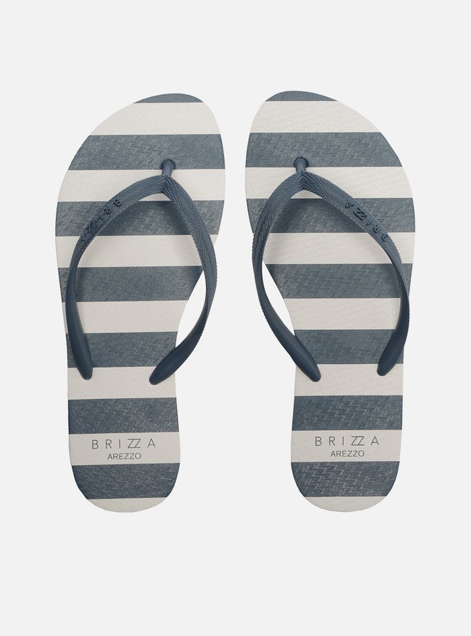 Chinelo de Dedo Azul e Branco Listras Brizza