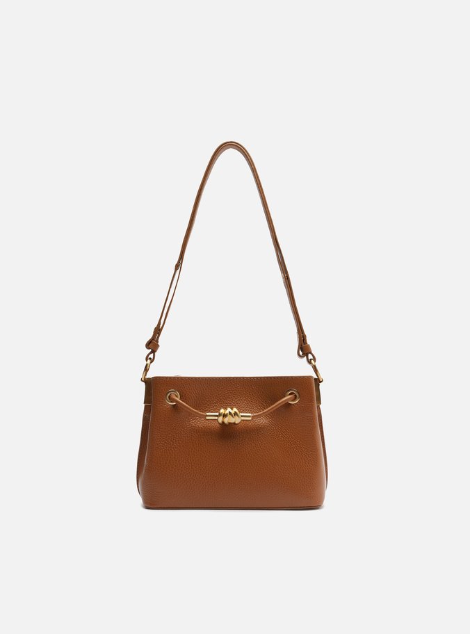 Bolsa Tiracolo Marrom Couro Helena Pequena Nó