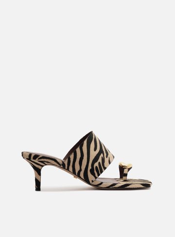 Sandália Animal Print Salto Fino Metal Bold