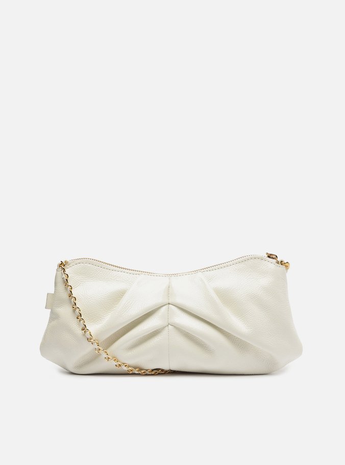 Bolsa Shoulder Branca Couro Grande Franzida