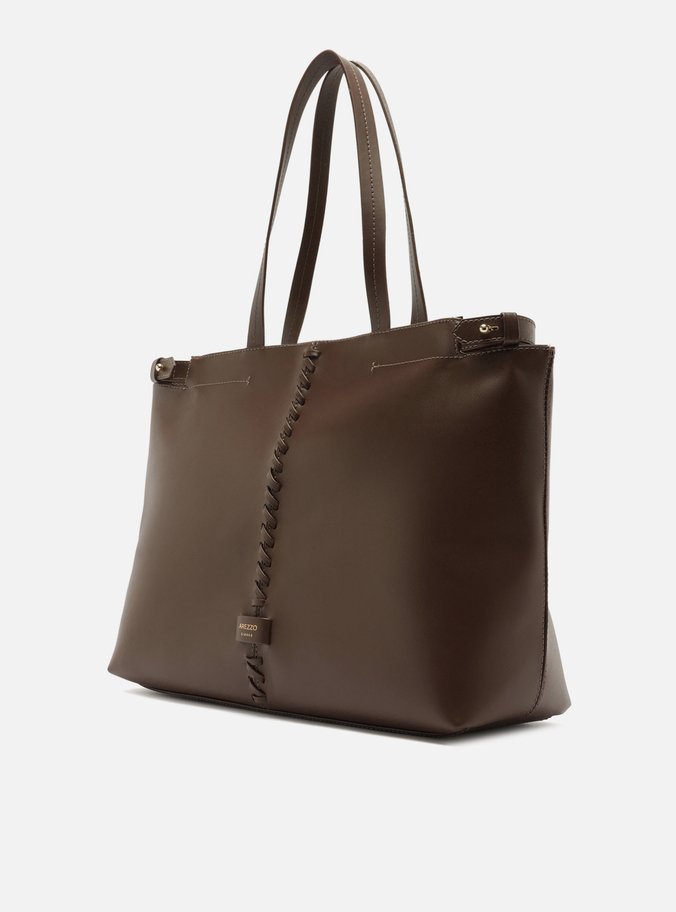 Bolsa Shopping Marrom Giorno Grande Trançado
