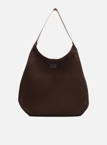 Arezzo — Bolsa Shopping Marrom Knit Grande Brizza