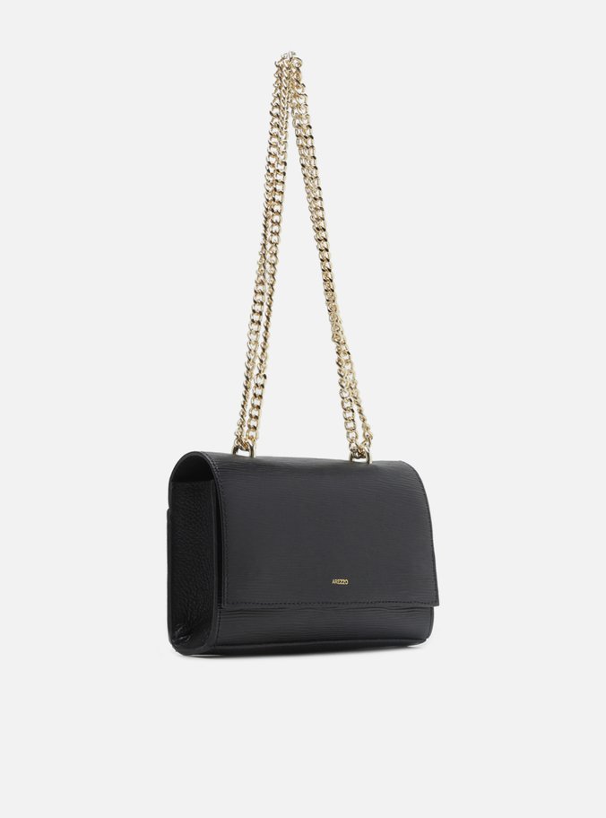 Bolsa Tiracolo Preta Couro Abraccio Pequena