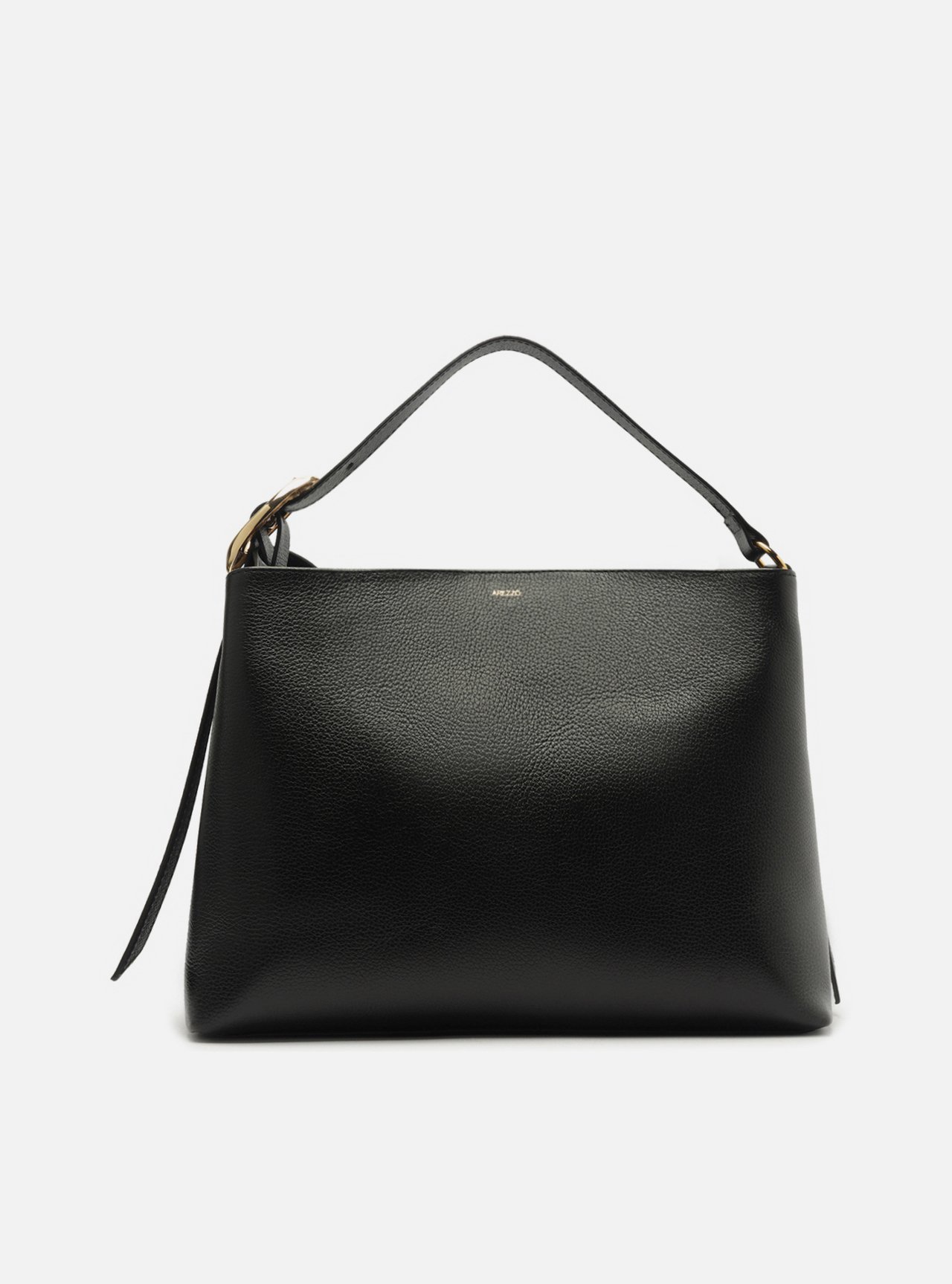 Bolsa Tote Preta Couro Grande Fivela Oval — foto 1