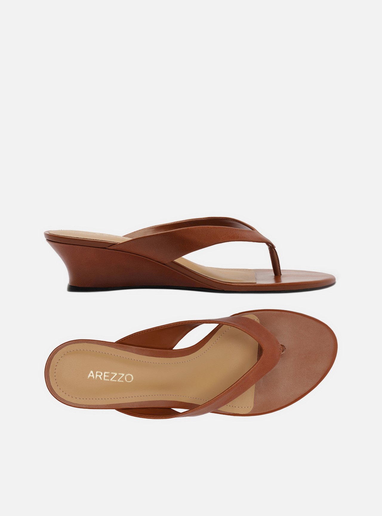Tamanco Marrom Couro Salto Anabela Flip Flop — foto 5
