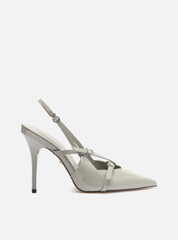 Scarpin Cinza Verniz Salto Alto Slingback Amélia
