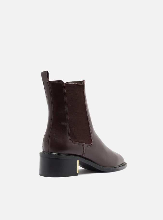 Bota Marrom Couro Cano Curto Elástico Metal