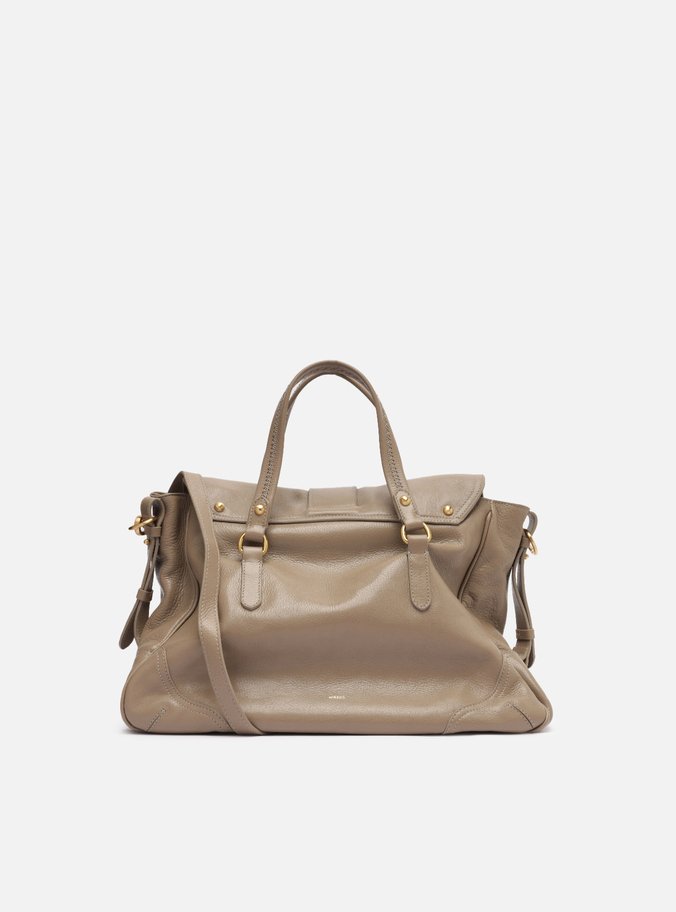 Bolsa Tote Cinza Couro Média Cadeado