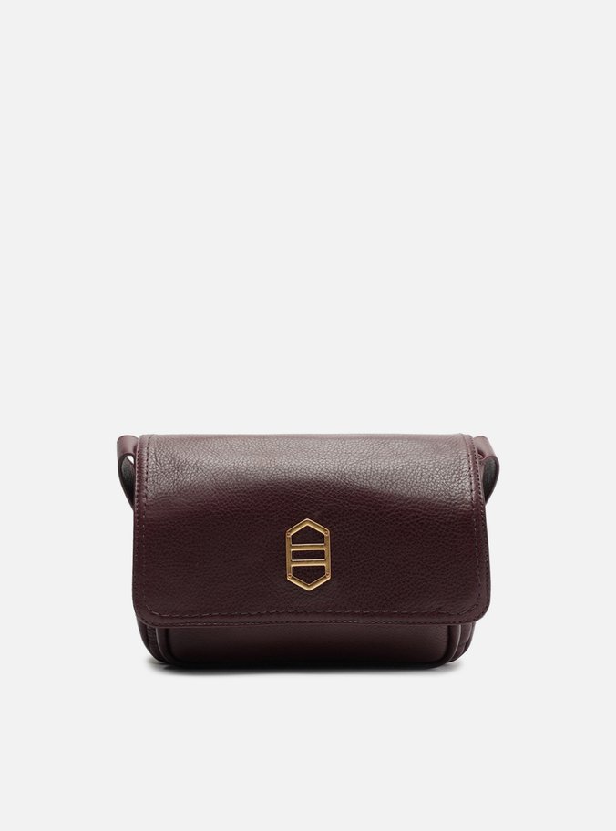 Bolsa Tiracolo Bordô Couro Média Bolsos Metal