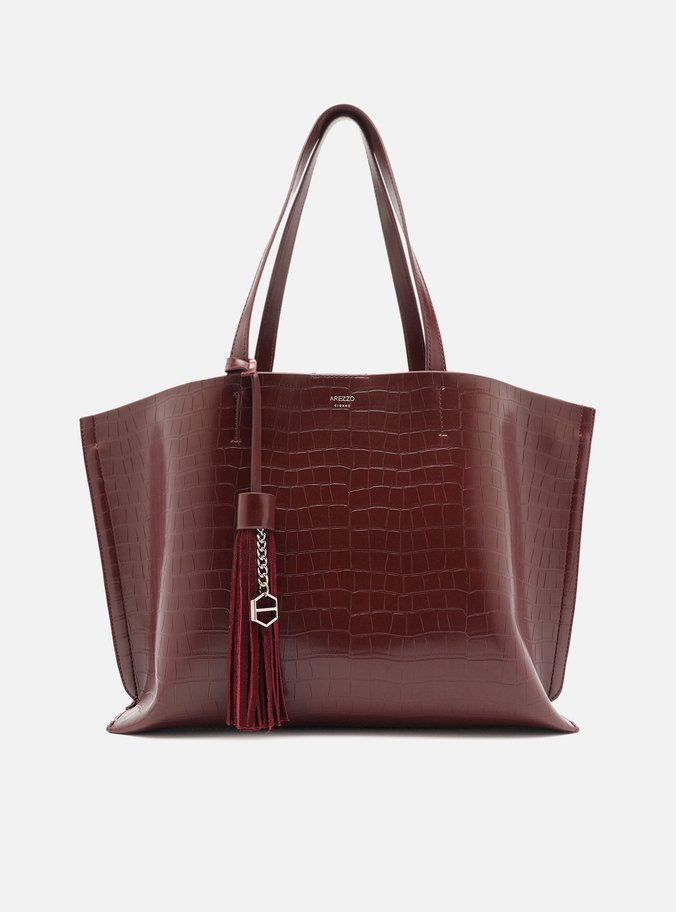 Bolsa Shopping Vinho Croco Grande Barbicacho