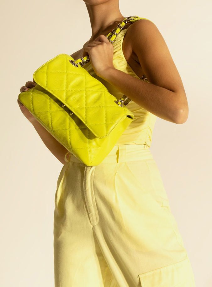 Bolsa Tiracolo Verde Lima Couro Mizz Média