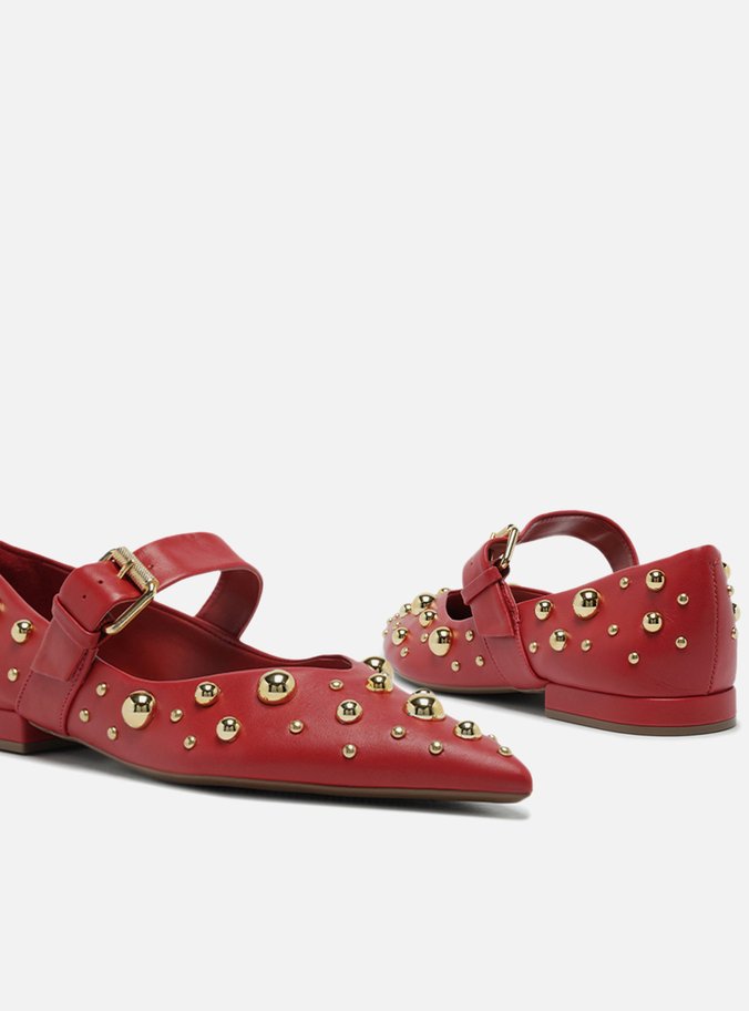 Sapatilha Vermelha Couro Maxi Tachas