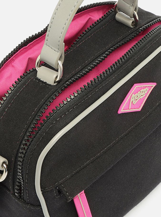 Bolsa Tiracolo Preta Lona Prione Média