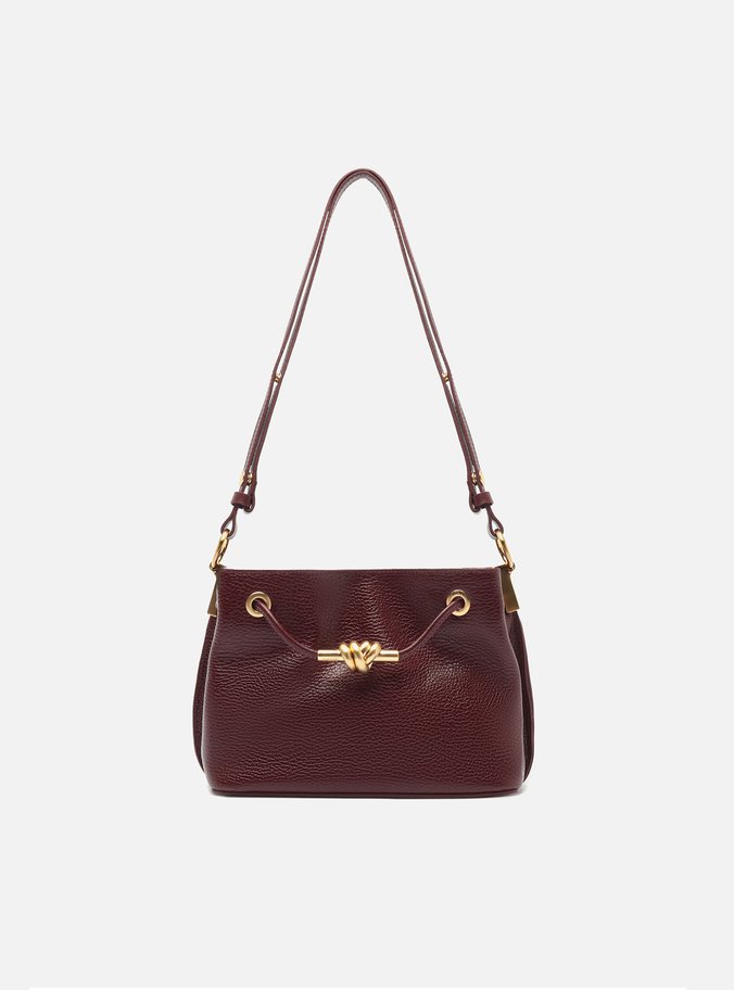 Bolsa Tiracolo Vinho Couro Helena Pequena Nó