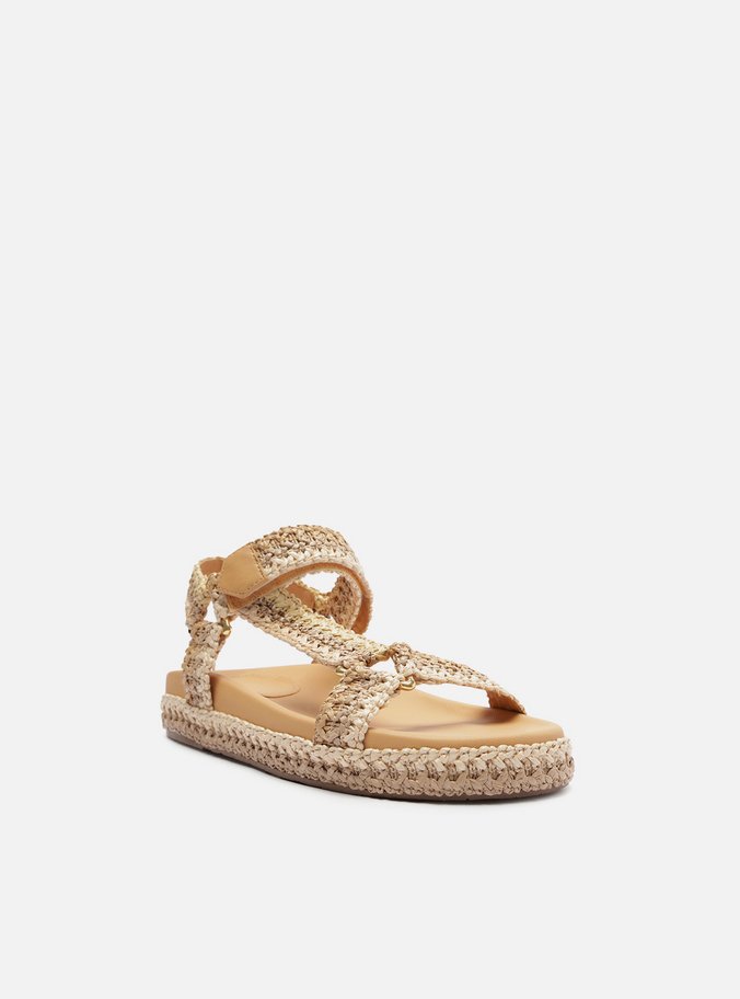 Sandália Papete Nude Couro Flatform Natural