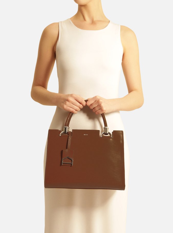 Bolsa Tote Marrom Cúrcuma Couro Abraccio Grande