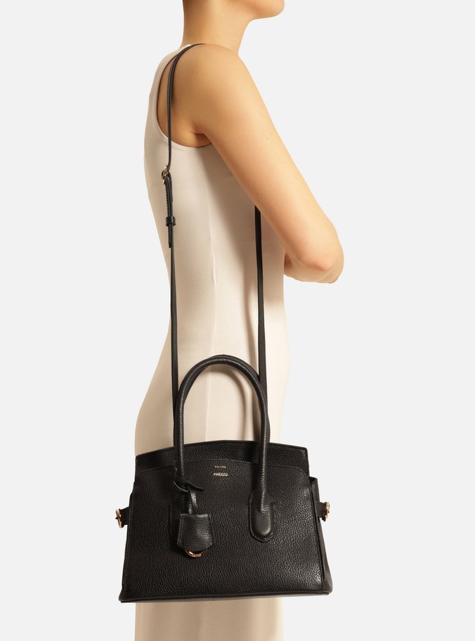 Bolsa Tote Preta Couro Ária Média