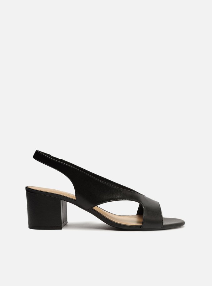 Sand lia Preta Couro Salto M dio Slingback Arezzo