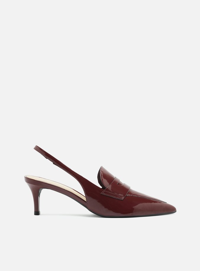 Scarpin Vinho Verniz Salto Baixo Sling Back