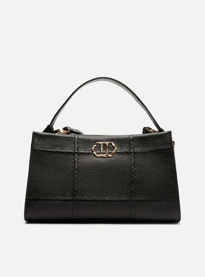 Bolsa Tote Preta Couro Grande Retangular Costuras