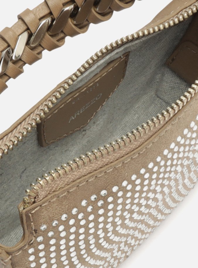 Bolsa Tiracolo Marrom Suede Paloma Pequena Strass