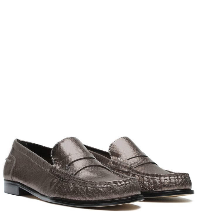 Mocassim Snake Bico Redondo Tira Metal Grafite