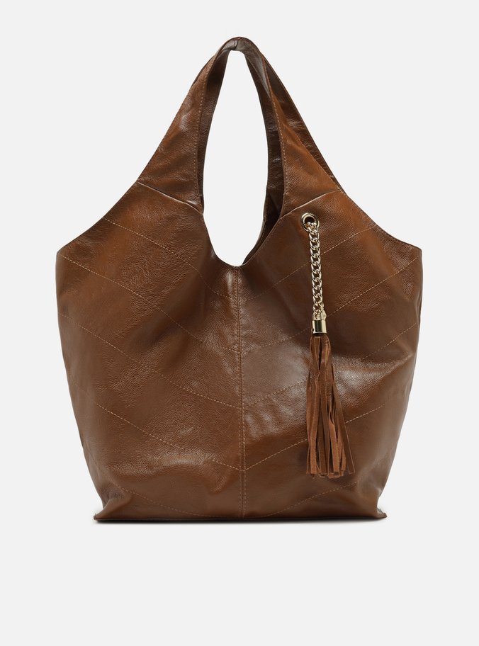 Bolsa Hobo Marrom Couro Grande Barbicacho