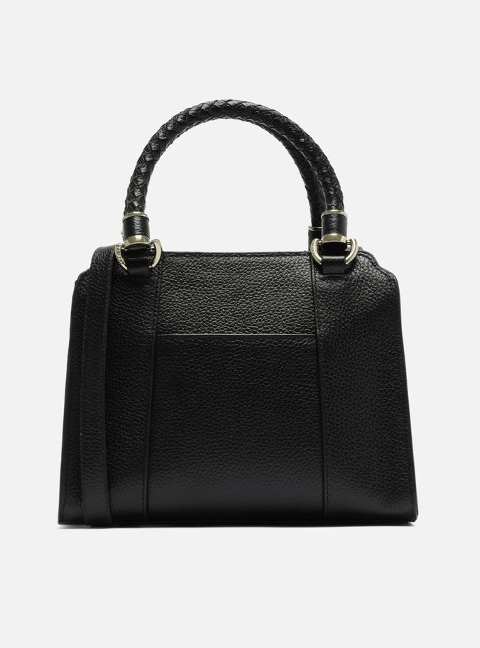 Bolsa Tote Preta Couro Piazza Bordado Média