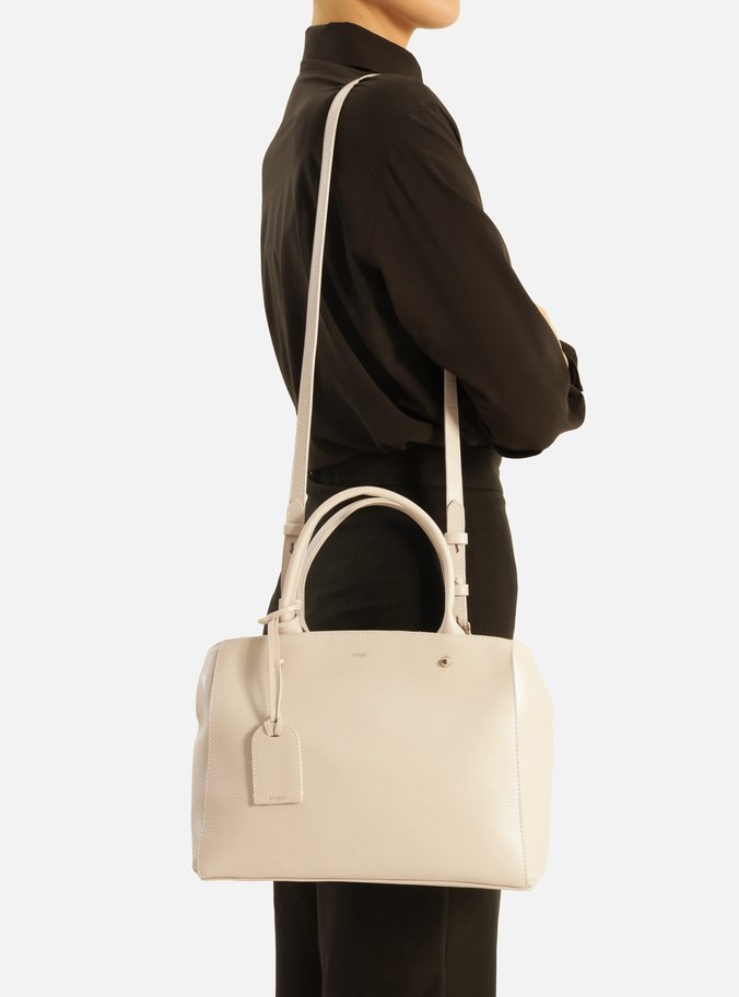 Bolsa Tote Branca Milky Couro Wave Bella Média