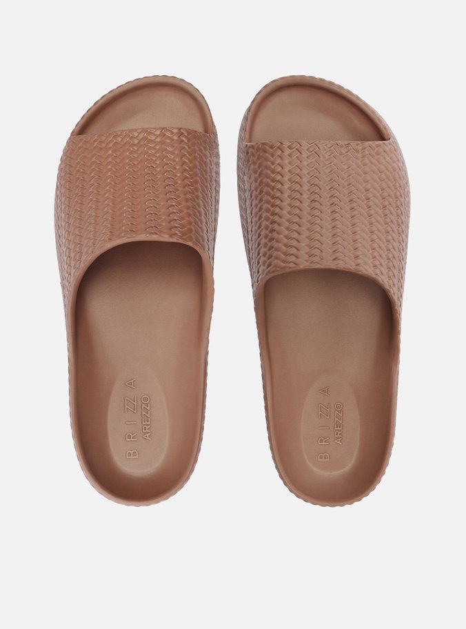 Slide Marrom Coffee Tressê Flatform Tira