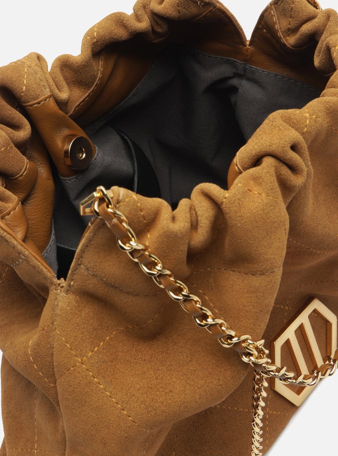 Bolsa Hobo Bege Couro Acamurçado Esther Grande