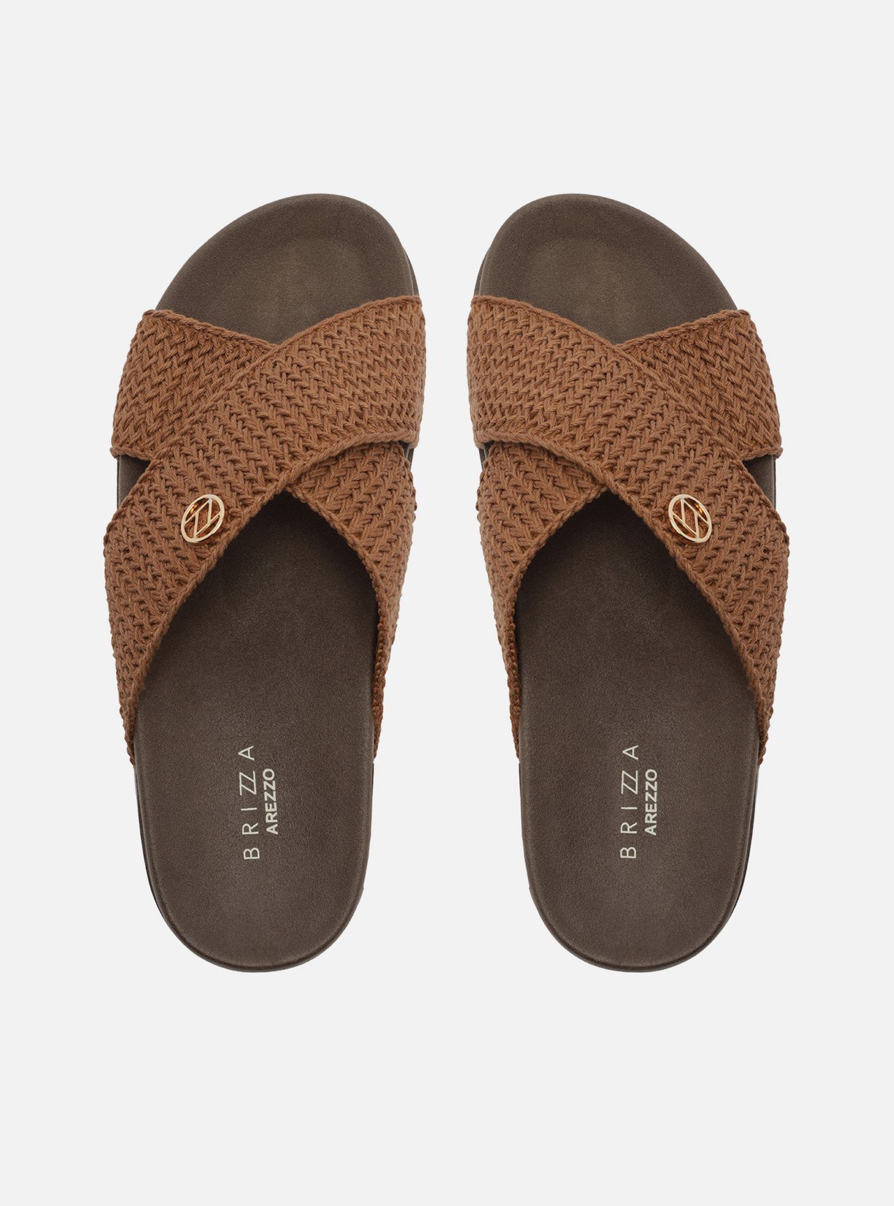Sandália Slide Marrom Tiras Crochê Brizza — foto 3