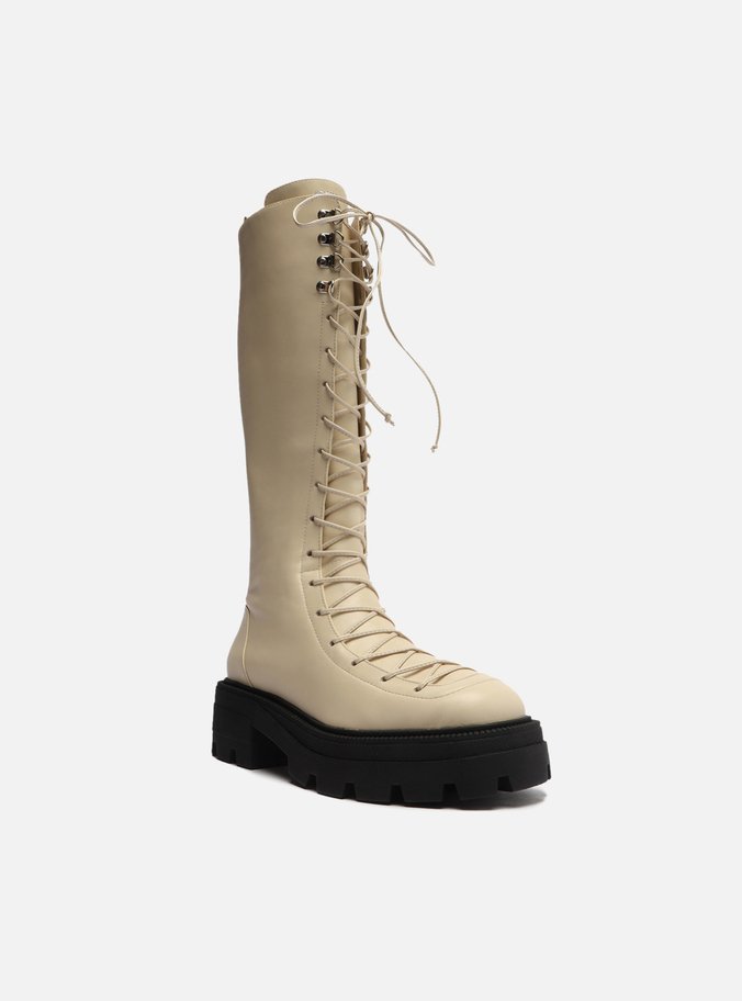 Coturno Off-White Couro Cano Longo Tratorado Harper