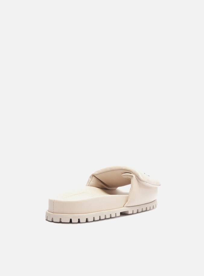 Slide Nude Couro Tratorado Puffer