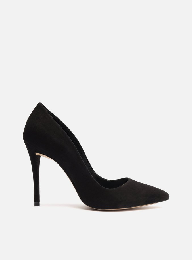 Scarpin Nobuck Salto Fino Preto