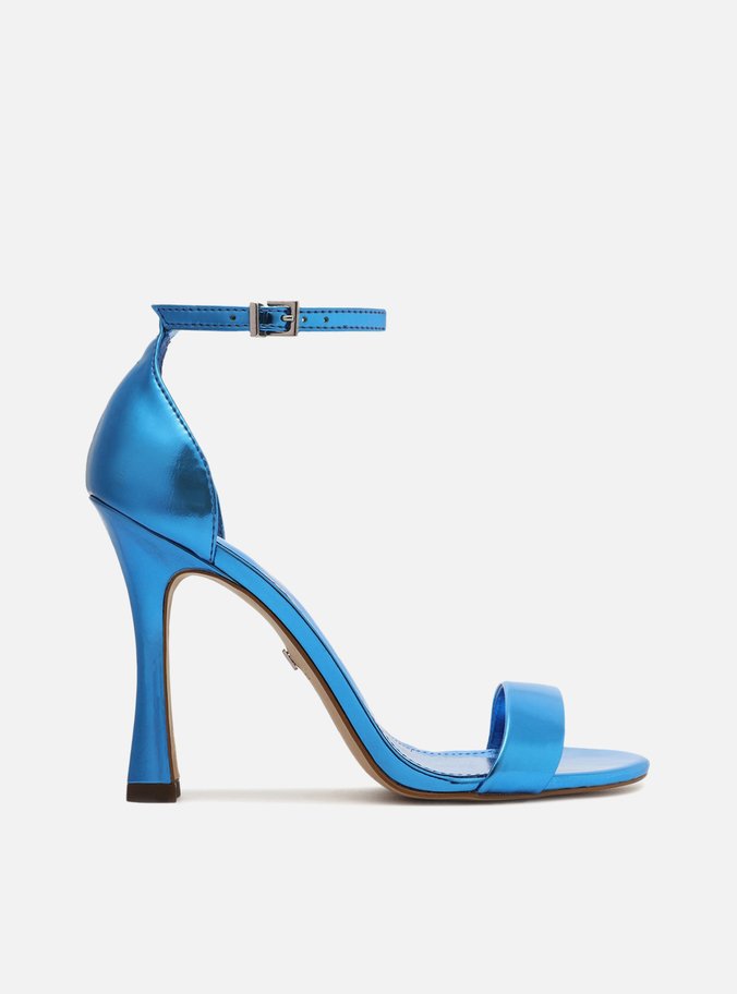 Sandália Azul Metalizada Salto Fino Sia